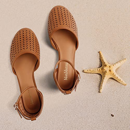 Womens Roman Ankle Strap Cage Closed Toe Flat Sandals