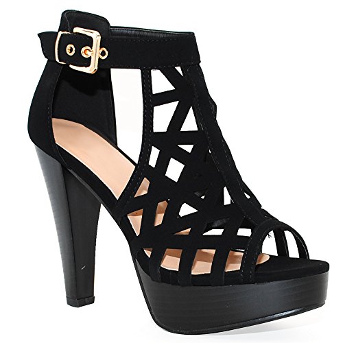 Open Toe Ankle Strap Sandal – Western Bootie Stacked Heel Open Toe Cutout Shoes