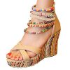 Women's Wedge Sandals With Pearls Across The Top Platform Sandals High Heels