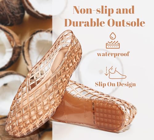 Women's Jelly Ballet Flats Mesh Casual Comfortable Jellies Shoes Clear Hollow Breathable Sandals