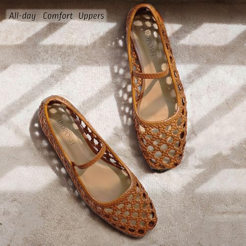 Woven Ballet Flats Shoes for Women with Strap Charming Comfortable Casual Elegance Flat Mary Janes Suitable for Woven Bags