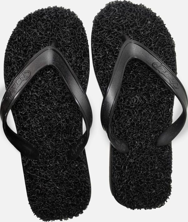 Flip Flops | Mens | Flat Classic Black | Exfoliating, Massaging and Relaxing | Comfortable & Lightweight Thong Sandals | 100%